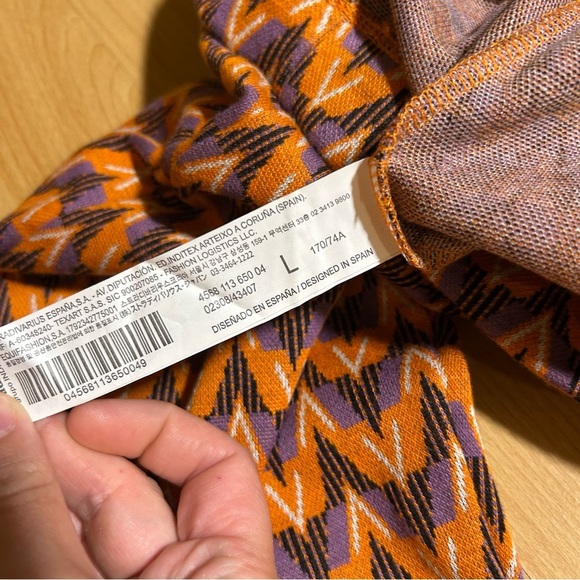 NWT Zara Stradivarius Knit Flare Chevron Pant Large Boho Hippie - Picture 10 of 14